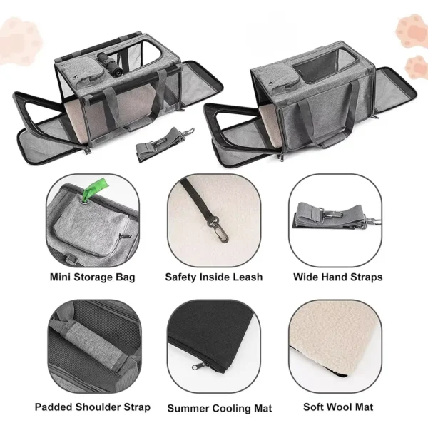 Soft-Sided Pet Carrier Bag – Lightweight, Portable Travel Crate for Small Dogs; Cat, Dog Carrier bag - Imagen 2